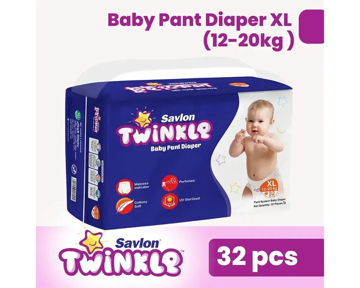 Savlon Twinkle Baby Pant Diaper Mini – Size - XL 32 Pcs